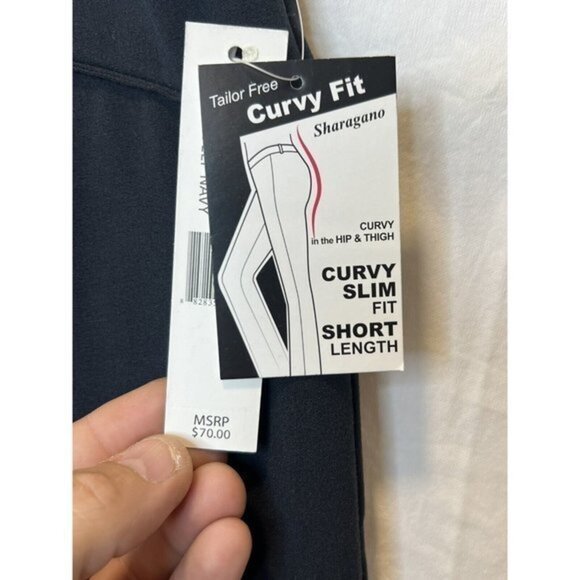 Sharagano Sz 12‎ NWT Deep Navy Curvy Slim Fit Short Length Pants MSRP $70 - Picture 2 of 5